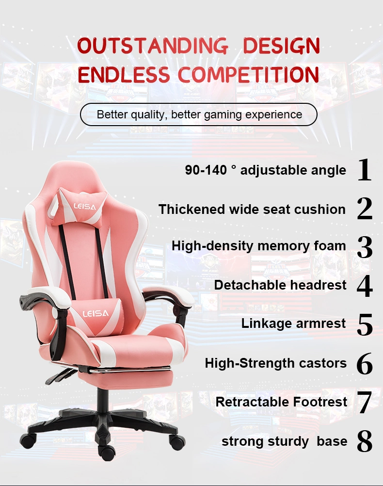 Classic Stylish Adjustable Gaming Office Chair with Headrest and Footrest Office Computer Recliner Gaming Chair Furniture