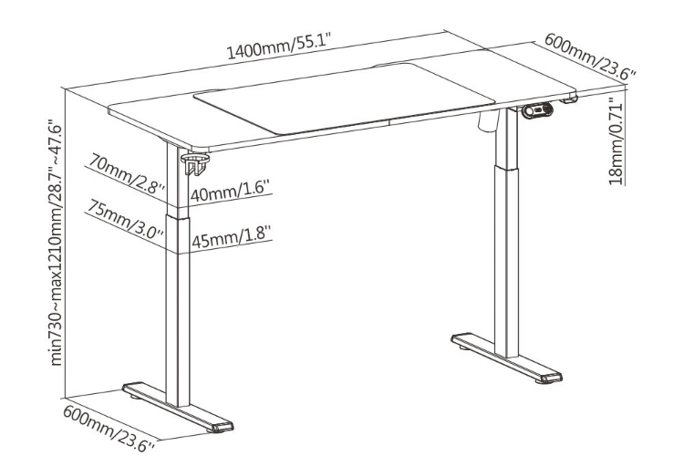 Wholesale Customizable Motorized Single Motor Electric Computer Laptop Height Adjustable Sit Stand Table Gaming Standing Desk with LED RGB Lighting