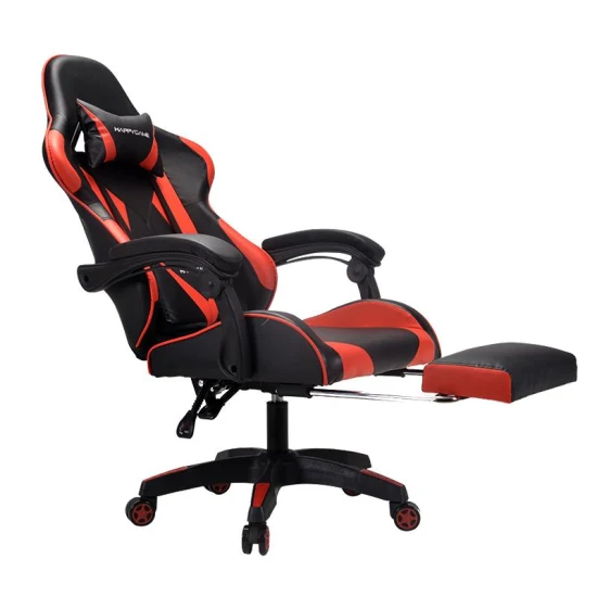 Chaises de jeu ergonomiques pivotantes à dossier haut pour PC avec repose-pieds