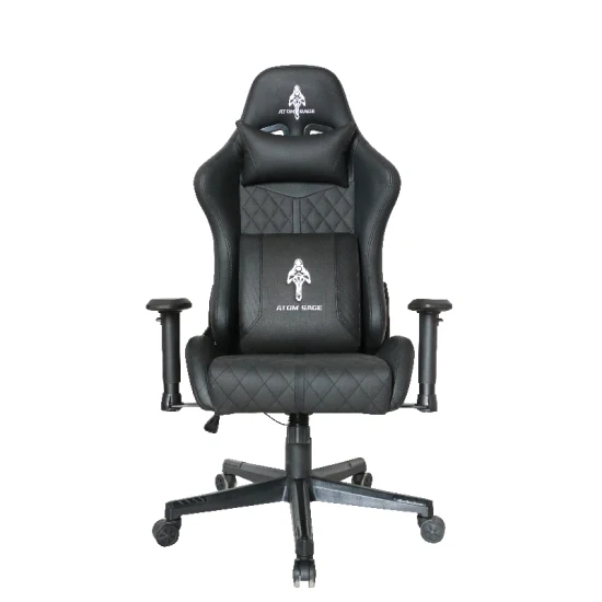 Chaise de bureau de course de chaise de jeu noire ergonomique à dossier haut avec repose-pieds